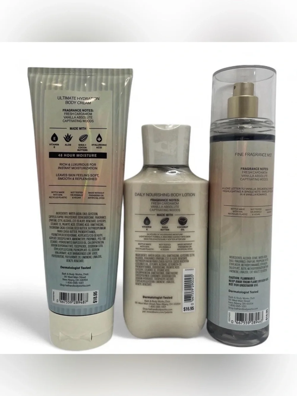 Bath & Body Works Vanilla Romance 3 Piece Bundle Lotion, Cream & Fragrance Mist